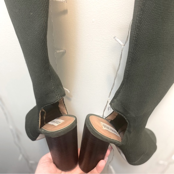 Steve Madden |Serinade Open Toe Over the Knee OTK Sock Boot Basil Green Size 7.5 - Picture 6 of 8